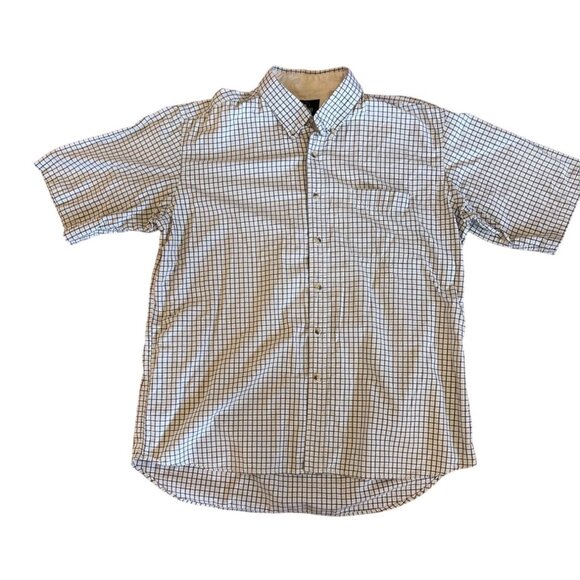 Redhead Mens XL Blue Plaid Check Button Up Short Sleeve Shirt Casual 100% Cotton - Picture 1 of 7